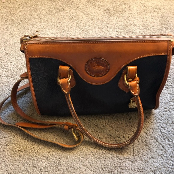 dooney and bourke navy and tan purse
